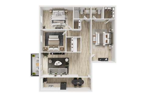 Floor plan for 3 beds, 1.5 baths, 1270 sqft